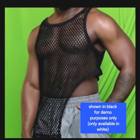 Asymmetrical hem netted top - Picture 3 of 4